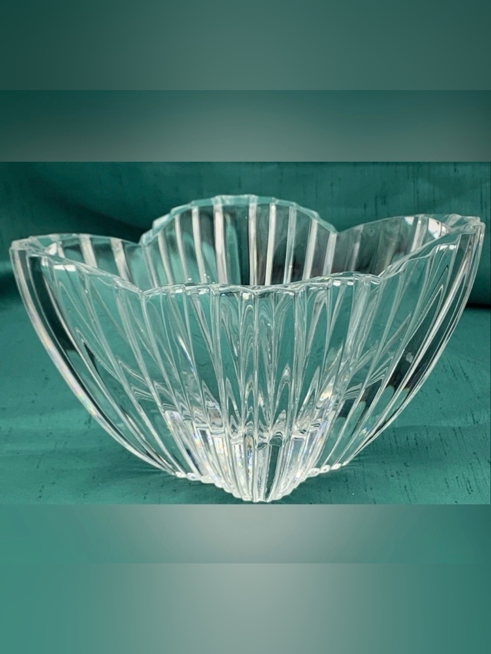 Mikasa Crystal Lydia Fluted Tulip Bowl Clear Glass Scalloped Candy Dish Japan - Picture 4 of 8